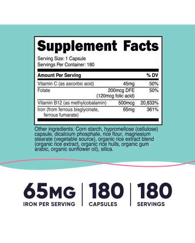 Железо для женщин, Women, Iron With Vitamin C, Folate & Vitamin B12, Nutricost, 180 капсул Железо для женщин, Women, Iron With Vitamin C, Folate & Vitamin B12, Nutricost, 180 капсул