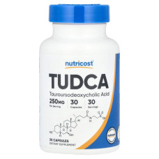Тауроурсодезоксихолева кислота, 250 мг, TUDCA, Nutricost, 30 капсул