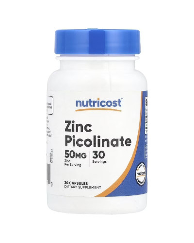 Цинк піколінат, 50 мг, Zinc Picolinate, Nutricost, 30 капсул