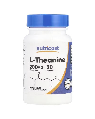 L-теанін, 200 мг, L-Theanine, Nutricost, 30 капсул