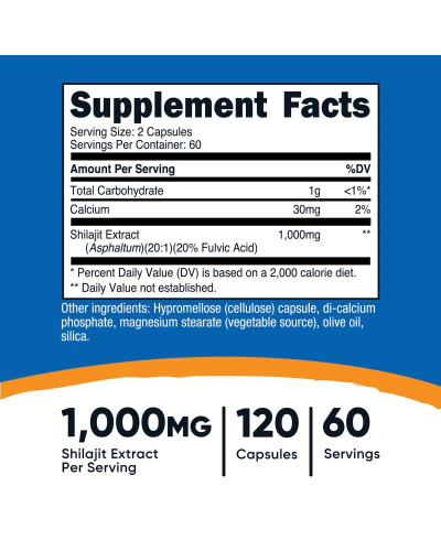 Муміє, 1000 мг, Shilajit, Nutricost, 120 капсул