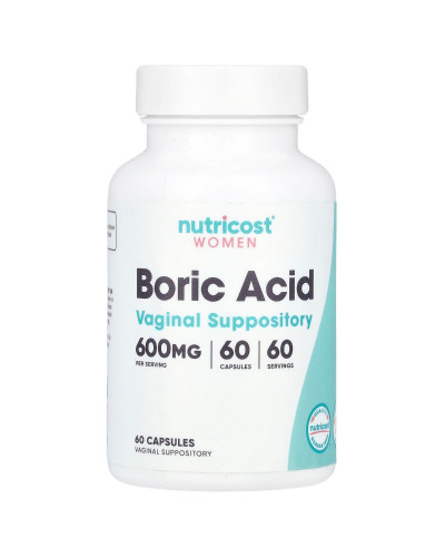 Борная кислота для женщин, 600 мг, Women, Boric Acid, Vaginal Suppository, Nutricost, 60 влагалищных капсул
