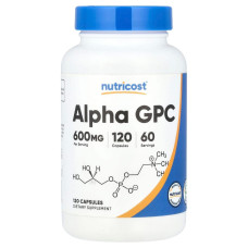 Альфа-глицерилфосфорилхолин, 600 мг, Alpha GPC, Nutricost, 120 капсул