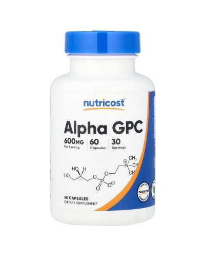 Альфа-гліцерилфосфорилхолін, 600 мг, Alpha GPC, Nutricost, 60 капсул
