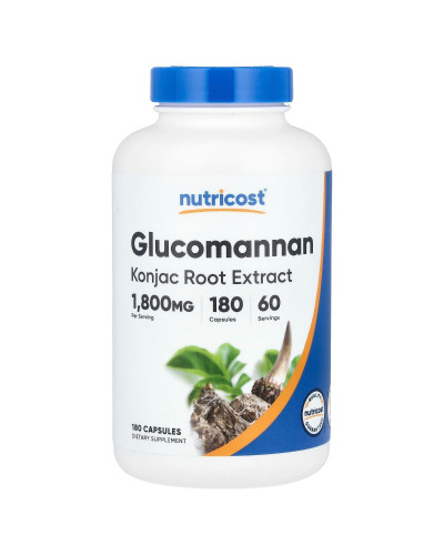 Глюкоманнан, экстракт корня конжака, 1800 мг, Glucomannan Konjac Root Extract, Nutricost, 180 капсул