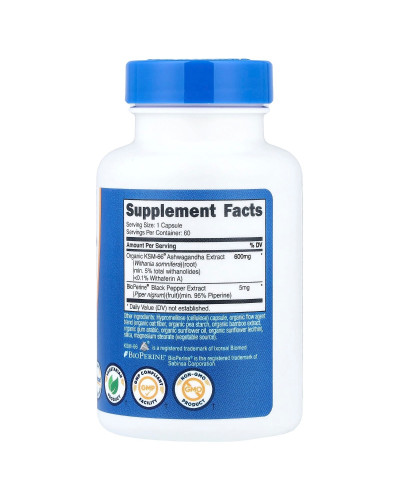 Екстракт кореня ашваганди, 600 мг, KSM-66, Ashwagandha Root Extract, Nutricost, 60 капсул