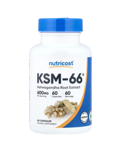 Екстракт кореня ашваганди, 600 мг, KSM-66, Ashwagandha Root Extract, Nutricost, 60 капсул