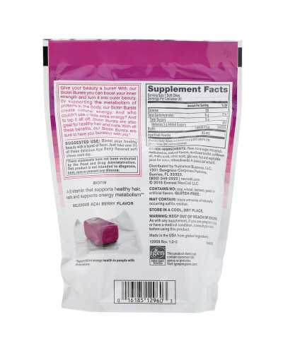 Біотин, смак асаї ягід, Biotin Bursts, Acai Berry Flavor, 10 000 мкг, Neocell, 30 м'яких жувальних таблеток