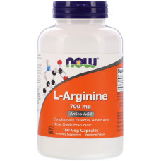 L-Аргинин 700мг,  L-Arginine, Now Foods, 180 вегетарианских капсул