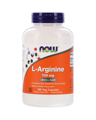 L-Аргінін 700мг, L-Arginine, Now Foods, 180 вегетаріанських капсул
