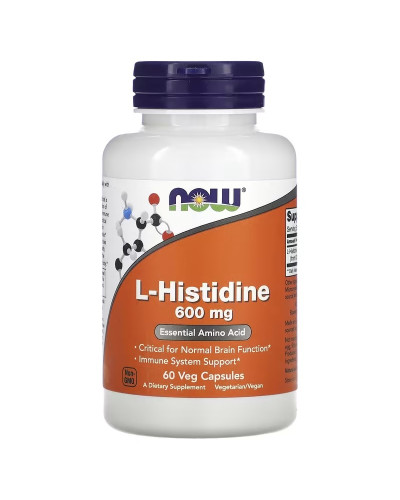 L-гистидин, 600 мг, L-Histidine, Now Foods, 60 вегетарианских капсул