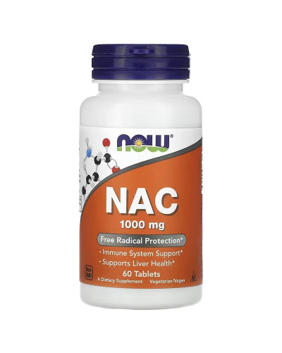 NAC (N-Ацетил-L-Цистеїн), 1000 мг, NAC, Now Foods, 60 таблеток