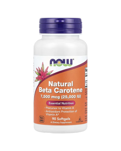 Бета Каротин, 25000 МО, Natural Beta Carotene, Now Foods, 90 гелевих капсул