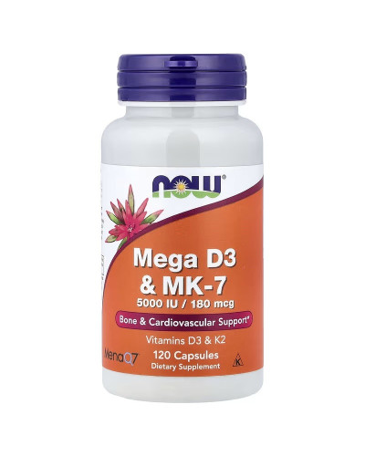 Вітамін D3 та MK-7, Mega D3 & MK-7, Now Foods, 120 капсул