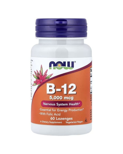 Вітамін B12 та Фолієва кислота, B-12, Now Foods, 60 льодяників