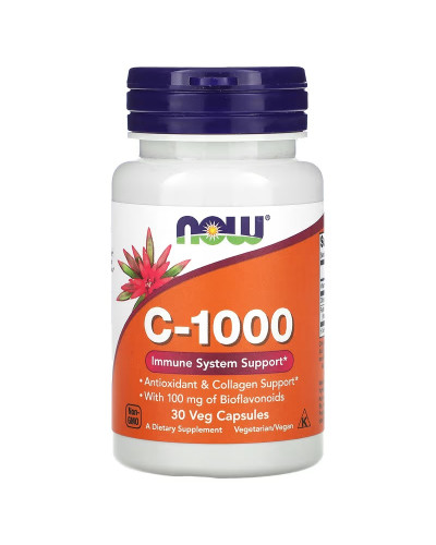 Вітамін C-1000, Vitamin C-1000, Now Foods, 30 вегетаріанських капсул