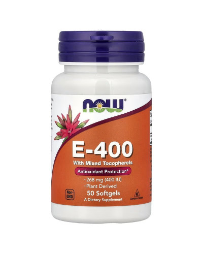 Вітамін Е, 268 мг (400 МО), E-400, Now Foods, 50 гелевих капсул