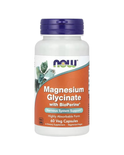 Магнію глицинат з біоперином, 200 мг, Magnesium Glycinate With BioPerine, Now Foods, 60 вегетаріанських капсул