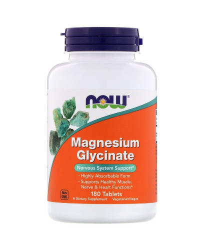 Гліцинат Магнію, Magnesium Glycinate, Now Foods, 180 таблеток