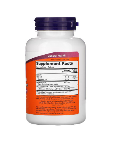 Берберін, Підтримка рівня глюкози, Berberine Glucose Support, Now Foods, 90 желатинових капсул