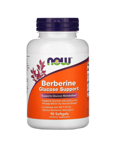 Берберін, Підтримка рівня глюкози, Berberine Glucose Support, Now Foods, 90 желатинових капсул