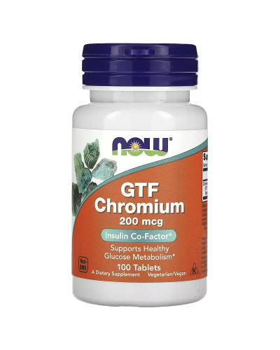 Хром GTF, 200 мкг, GTF Chromium, Now Foods, 100 таблеток