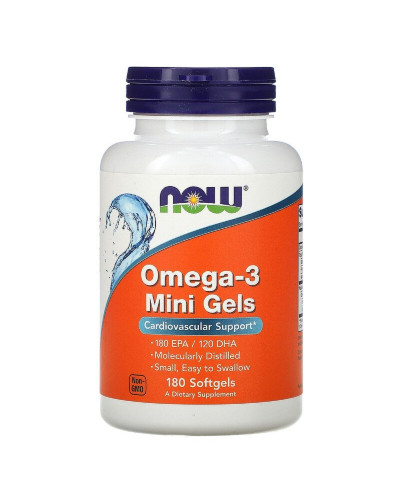 Омега-3, Omega-3 Mini Gels, Now Foods, 180 мягких таблеток