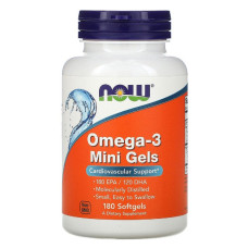 УЦЕНКА Омега-3, Omega-3 Mini Gels, Now Foods, 180 мягких таблеток (нехватка крышки)