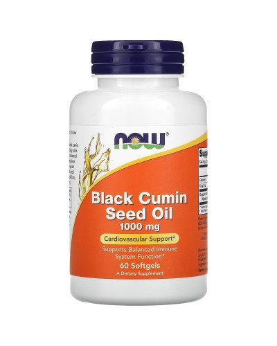 Масло семян черного тмина, 1000 мг, Black Cumin Seed Oil, Now Foods, 60 гелевых капсул