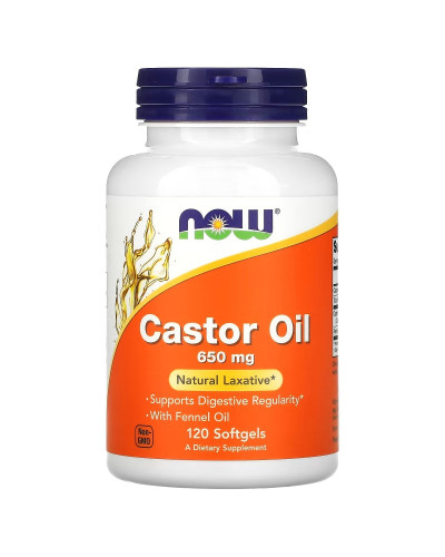 Касторова олія, 650 мг, Castor Oil, Now Foods, 120 гелевих капсул
