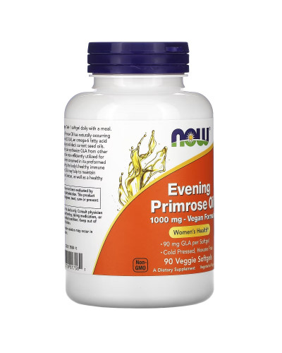 Масло Примулы Вечерней 1000 мг, Evening Primrose Oil, Now Foods, 90 вегетарианских капсул