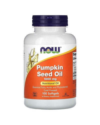 Олія насіння гарбуза, 1000 мг, Pumpkin Seed Oil, Now Foods, 100 гелевих капсул