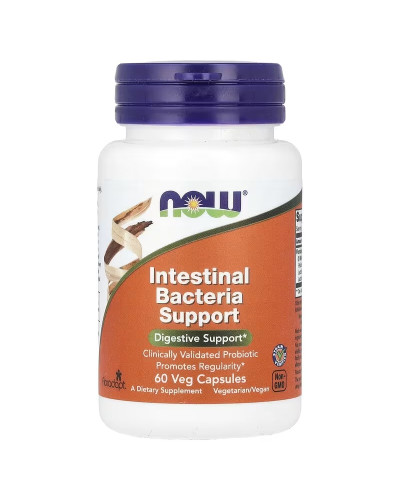 Поддержка бактерий кишечника, Intestinal Bacteria Support, Now Foods, 60 вегетарианских капсул