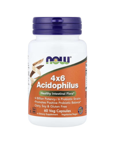 Пробиотический комплекс, 4x6 Acidophilus, Now Foods, 60 вегетарианских капсул