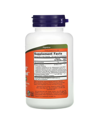 Пробиотик-10, 25 млрд КОЕ, Probiotic-10 & Bifido Boost, Now Foods, 90 вегетарианских капсул