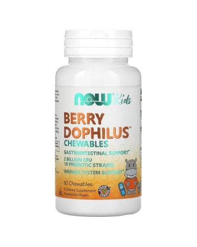 Пробіотики для дітей, 2 млрд КУО, смак ягід, Berry Dophilus, Now Foods, 60 жувальних таблеток