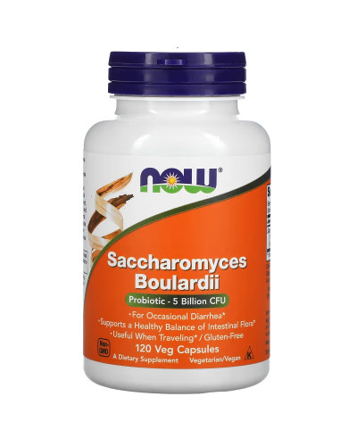Сахаромицеты Буларди, 5 млрд КОЕ, Saccharomyces Boulardii, Now Foods, 120 вегетарианских капсул