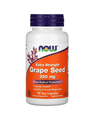 Екстракт виноградних кісточок, 250 мг, Extra Strength Grape Seed, Now Foods, 90 вегетаріанських капсул