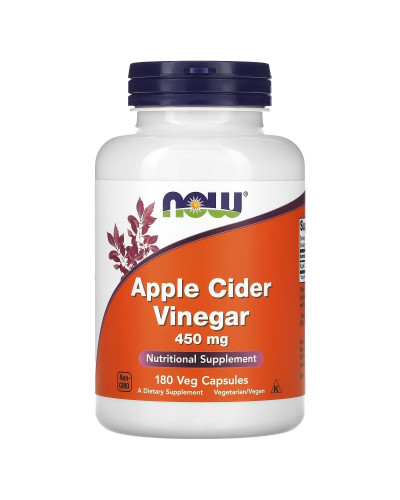 Яблучний оцет, 450 мг, Apple Cider Vinegar, Now Foods, 180 вегетаріанських капсул