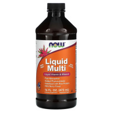 Жидкие мультивитамины и минералы, вкус лесных ягод Liquid Multi, Now Foods, 473 мл