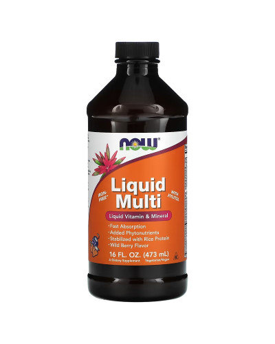 Рідкі мультивітаміни та мінерали, смак лісових ягід, Liquid Multi, Now Foods, 473 мл