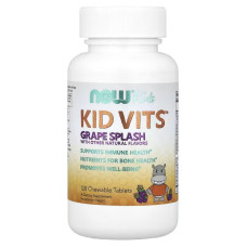 Мультивитамины и минералы для детей, вкус винограда, Kid Vits, Now Foods, 120 жевательных таблеток