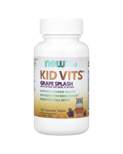 Мультивітаміни та мінерали для дітей, смак винограду, Kid Vits, Now Foods, 120 жувальних таблеток