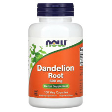 Одуванчик, экстракт корня, 500 мг, Dandelion Root, Now Foods, 100 вегетарианских капсул.