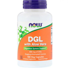 Лакрица и Алое Вера, DGL with Aloe Vera, Now Foods, 400 мг, 100 капсул