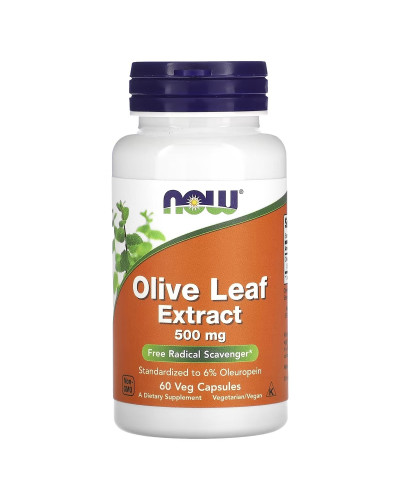 Екстракт листя оливкового дерева, 500 мкг, Olive Leaf Extract, Now Foods, 60 вегетаріанських капсул
