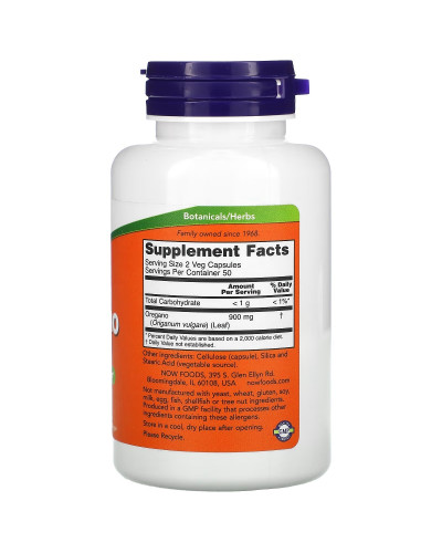Орегано, 450 мг, Oregano, Now Foods, 100 вегетарианских капсул
