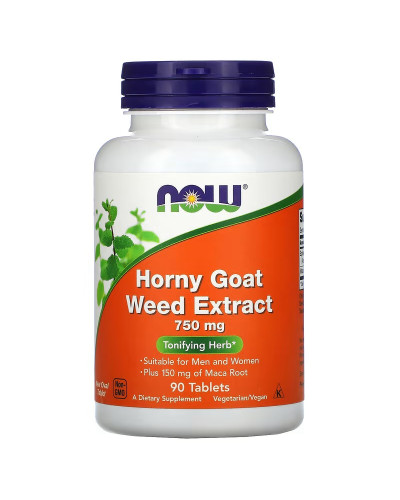 Горянка (епімедіум), 750 мг, Horny Goat Weed Extract, Now Foods, 90 таблеток