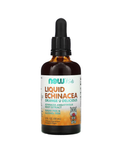 Ехінацея для дітей у краплях, смак апельсина, Kids, Liquid Echinacea, Now Foods, 59 мл