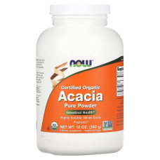 Клетчатка акации, Органический порошок сертифицированный, Organic Acacia Pure Powder, Now Foods, 340 г